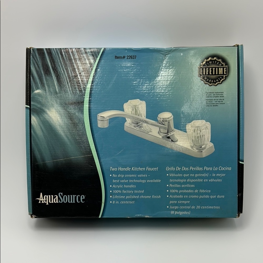 Aquasource 2 Handles Bath Faucet Silver New In Open Box